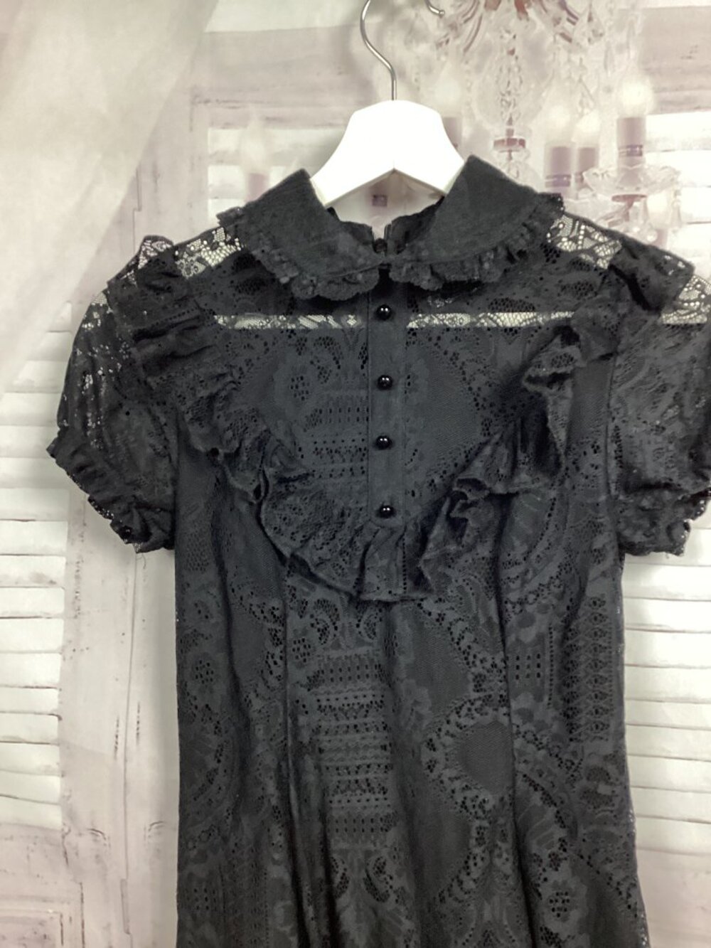 Killstar Black Lace Midi Ruffle Gothic Dress S - Picture 3 of 11